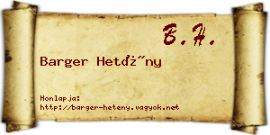 Barger Hetény névjegykártya